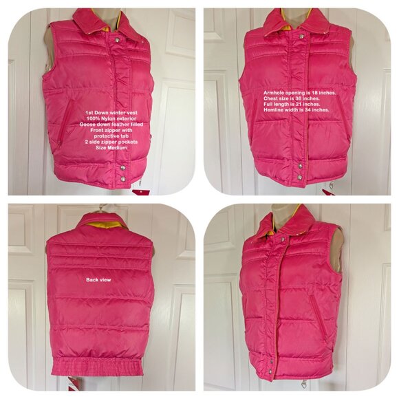 Vintage 1st Down Salt Lake City, Utah Puffer Vest, Sz Medium, Goose down filled - Picture 4 of 17